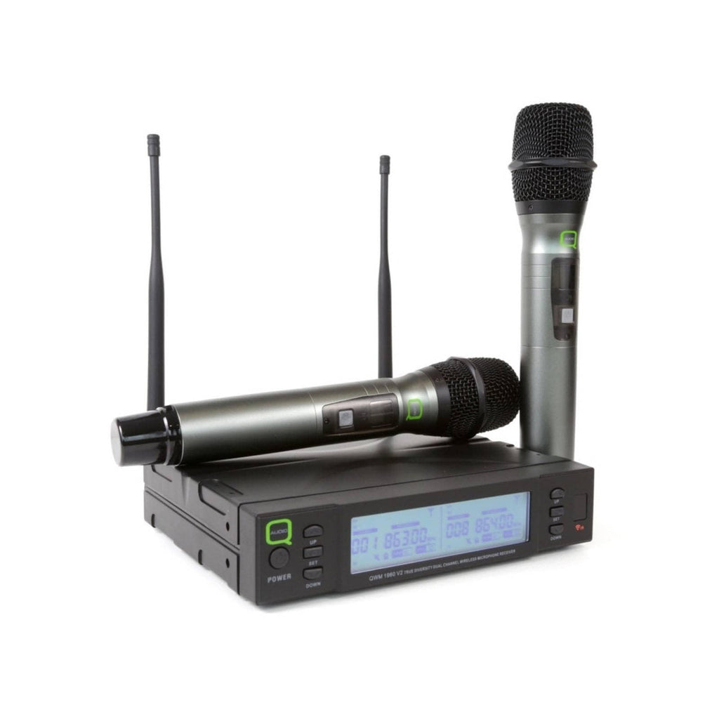 Q Audio QWM 1960 V2 HH UHF Dual Channel True Diversity Wireless Microphone System (Channel 38)