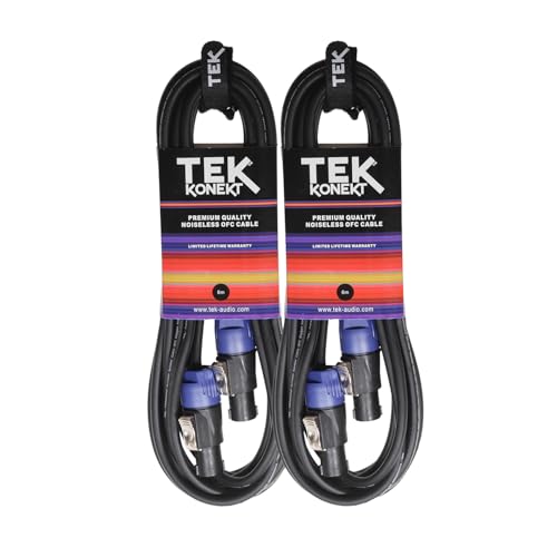 TEK audio Professional Speaker Cable 2x1.5mm – Rean Speakon Connectors, Oxygen-Free Copper (OFC), Durable PA System Cable for DJs, Live Sound & Studio