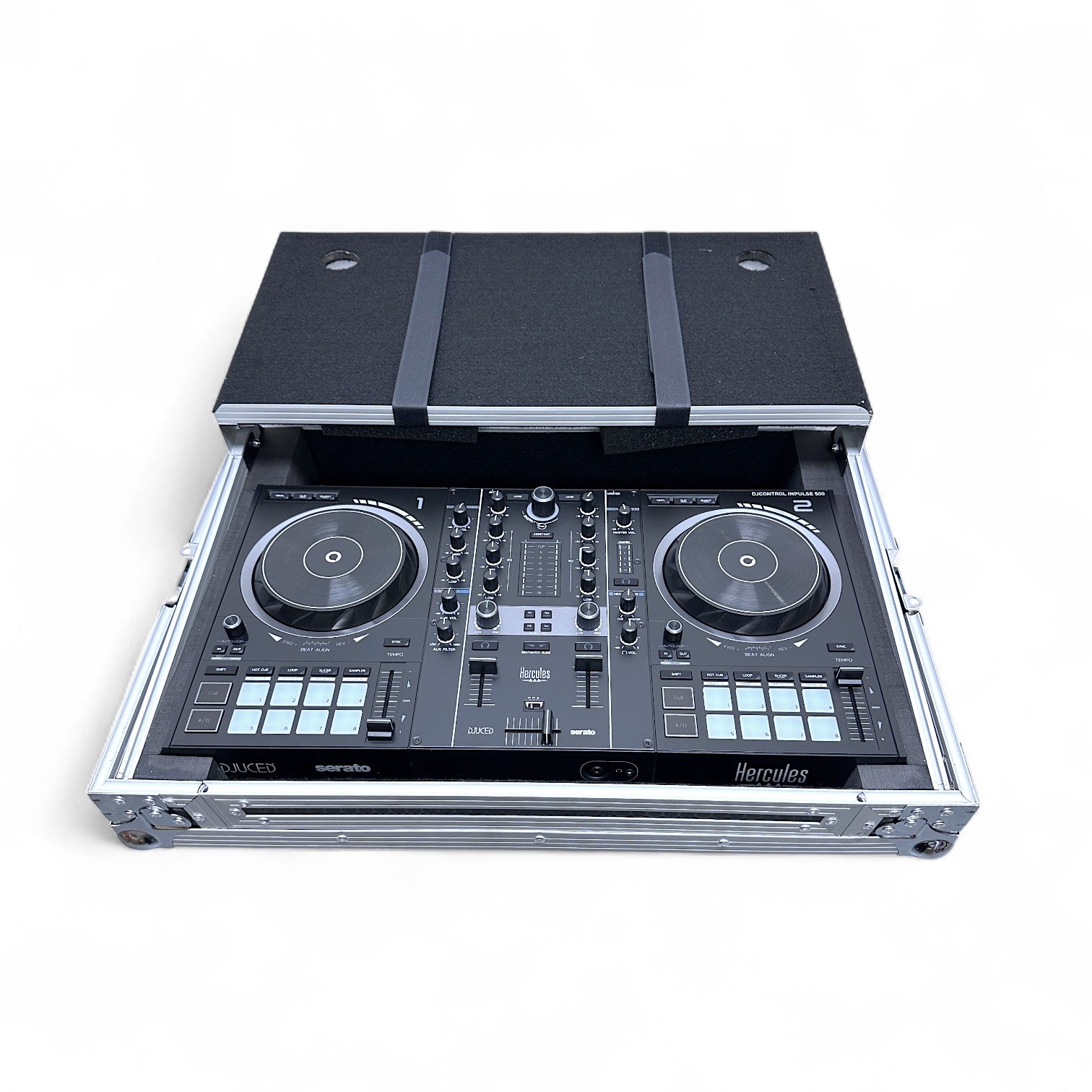 Protekt Case for Hercules Inpulse 500 Plus Series CSINP5 DJ Flight Case + Laptop Shelf for DJ Controller