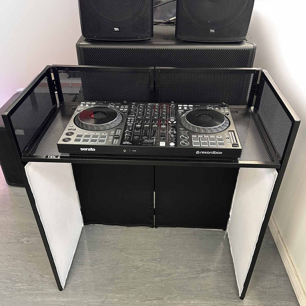 TEK audio Compact Foldable DJ Booth include carrying bag and Black & White Lycra