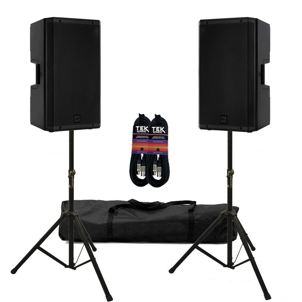 2x RCF Art 912A Active Speaker 2100W each - including Speaker Stand & Cables