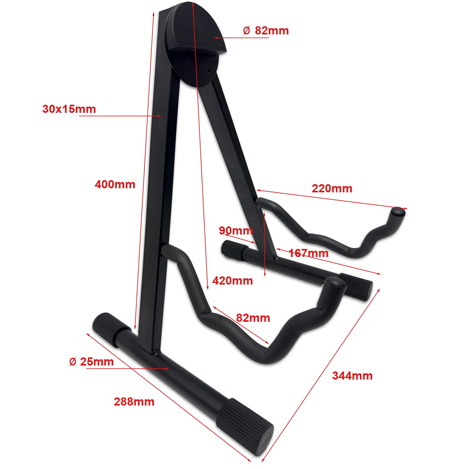 TEK audio Guitar Stand GS300 Foldable A-frame for acoustic, electric, and bass guitars