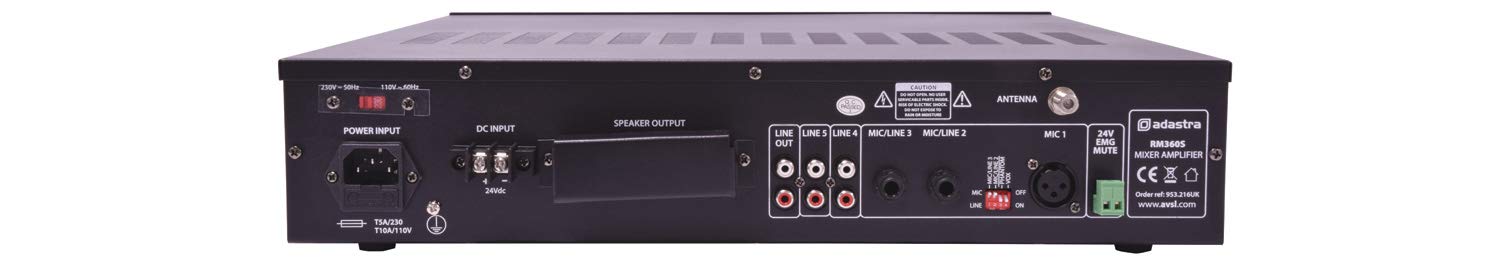 Adastra RM360S 360w Mixer-Amplifier 100V with Bluetooth, USB, SD, FM Tuner