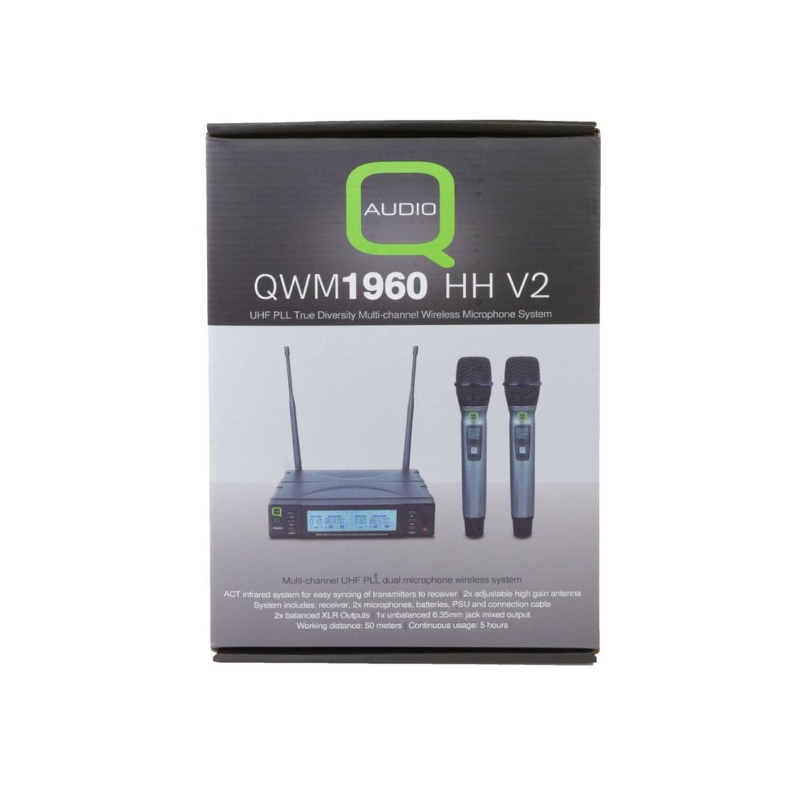 Q Audio QWM 1960 V2 HH UHF Dual Channel True Diversity Wireless Microphone System (Channel 38)